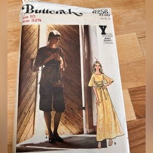 Rare vintage Butterick Pattern 6256   - size 10- tunic and culottes